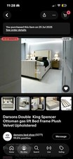 Darsons Double King Spencer Ottoman gas lift Bed Frame Plush Velvet Upholstered