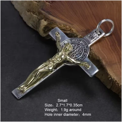 Real 925 Sterling Silver Large Plain Cross Crucifix Pendant Necklace Jewellery - Image 1 of 4