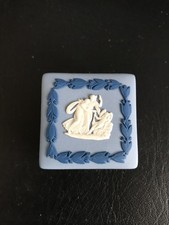 Wedgwood blue jasperware Tri-coloured Square  trinket box