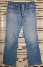 Vintage 70-80s Men's Levi's Orange Tab 517 Blue Denim Boot Cut Jeans 34 by 30.5