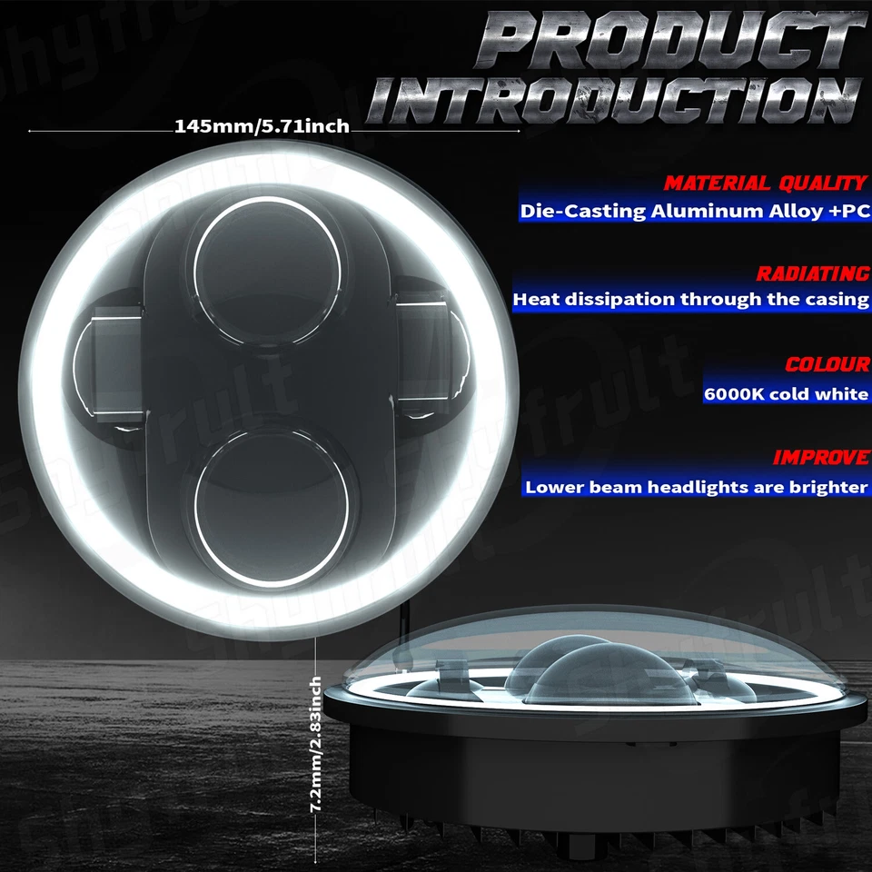 4 PIEZAS 5.75 5 3/4" Proyector Negro LED Faros para Kenworth W900A Peterbilt 359 Foto 2 de 4