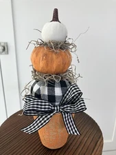 Fall Autumn Thanksgiving Tier Tray Pumpkin Stack Peat Pot Decor