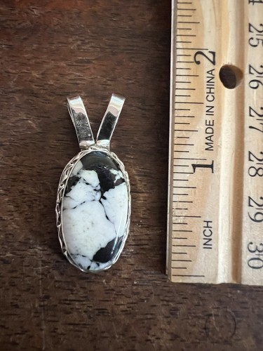 Native American Navajo Pendant Nice White Buffalo Turquoise Pendant WOW Zuni # Z - Picture 8 of 10