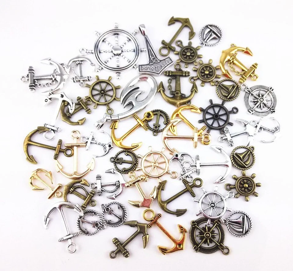 ?100 Gram (Approx 47Pcs) Assorted DIY Antique Anchor Charms Pendant Craft Making - Image 2 of 4