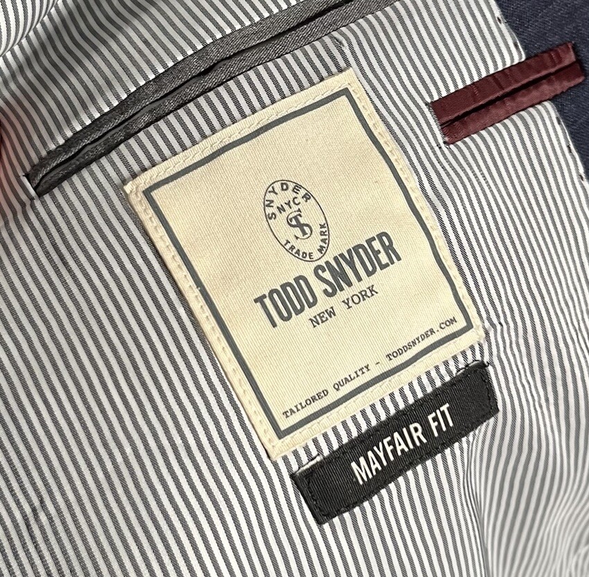 Todd Snyder Mayfair Fit Blue Plaid Wool Half LIned Blazer