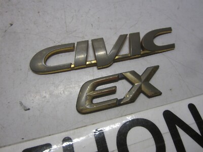 1996-1998 Honda Civic EX Hatchback Factory Gold Emblem Set OEM EK