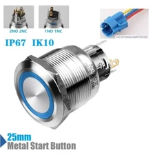 25mmRGBTri-color Ring LED illuminated IP67 304Stainless steel Push button switch