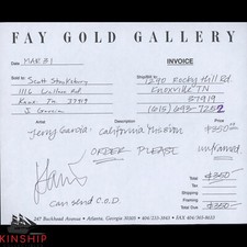 Jerry Garcia signed Art Invoice JSA LOA AUTO GRADE 9 Rare Grateful Dead Z1182