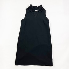 Vineyard Vines Gathered Ruffle Neck Sleeveless Above Knee Sheath Dress Black 0