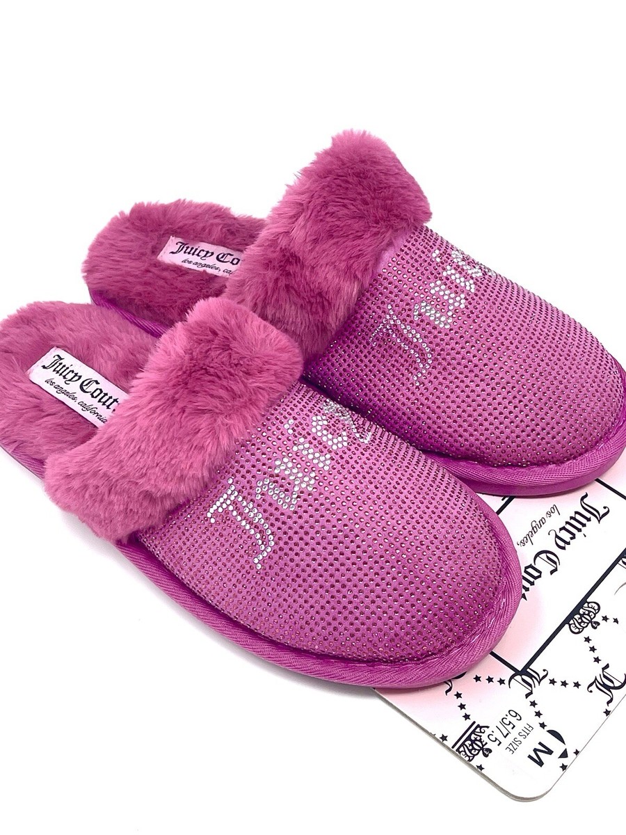 JUICY COUTURE Kisses Bling Slippers Sandals Women s SIZE MEDIUM 6.5 7.5 Hot Pink