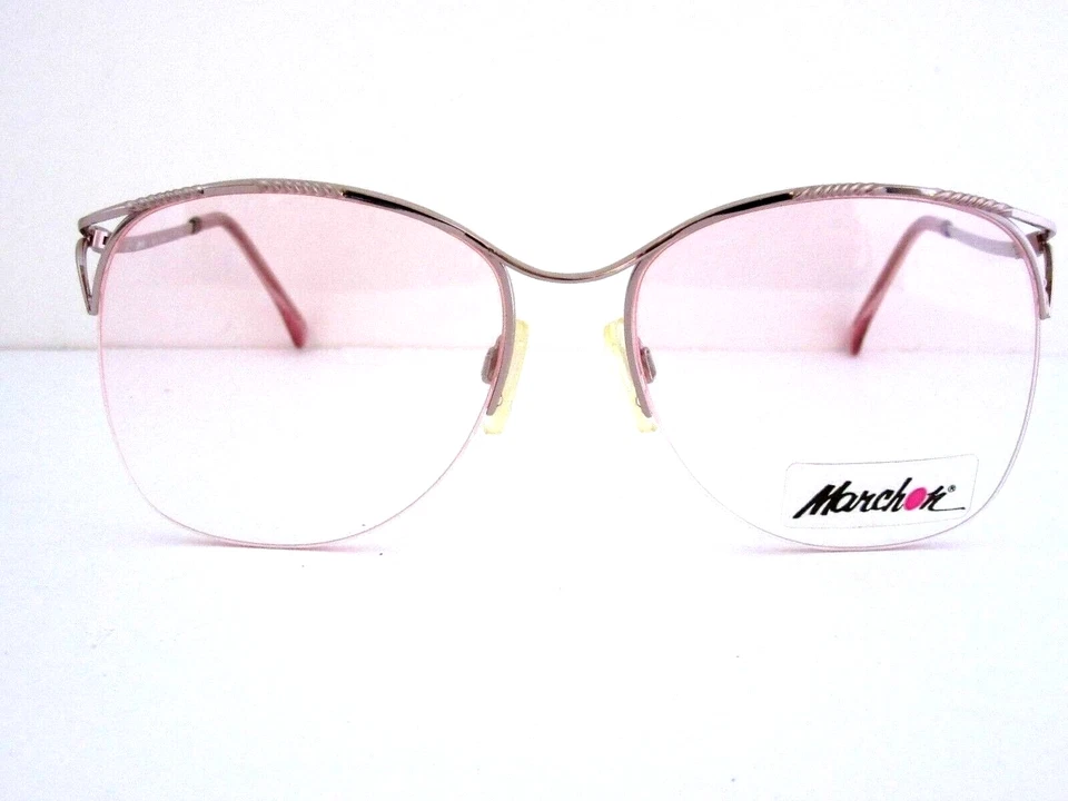 MARCHON M. 207  Women's Semi Rimless Metal Pink Eyeglass Frames Japan NOS  - Image 2 of 4