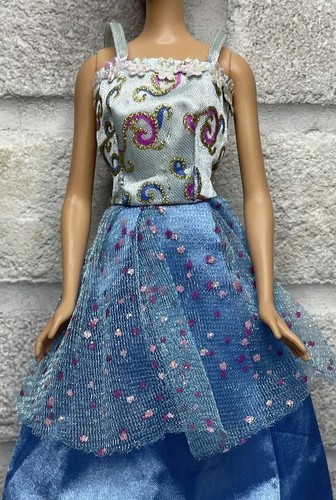 Handmade, Barbie Size Full Length Blue Dress #M49 - Picture 2 of 10