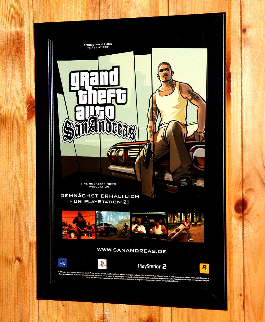 店頭用販促ポスター　グランドセフトオート・サンアンドレアス Grand Theft Auto San Andreas Very Rare Small Poster / Ad Page