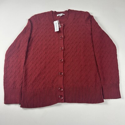 Pendleton Cardigan Sweater Womens M Maroon Cable Knit Vintage Button Front New