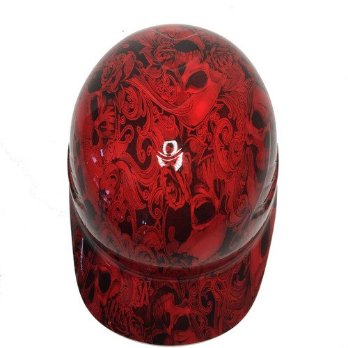 Hydro Dipped Bump Cap rot filigran Skulls Hochglanz - Bild 6 von 7