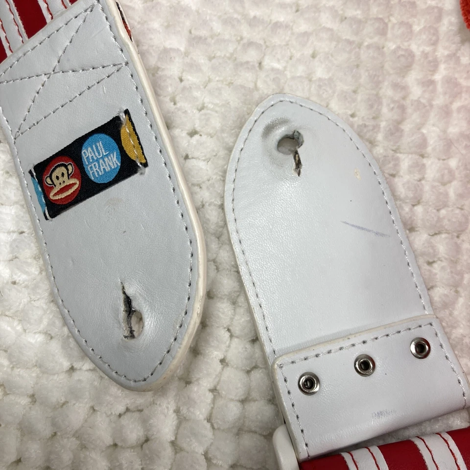 Vintage Guitar Strap Rare Paul Frank Julius Monkey Red White Vinyl Polyester - Image 4 of 4