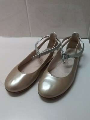 BEBERLIS  EUC GIRLS SHOE BEIGE PATENT LEATHER ANKLE STRAP SZ 29