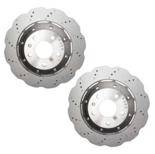 SHW Performance Set of 2 Rear 330mm Drilled Wavy Brake Disc Rotors for Audi RS5