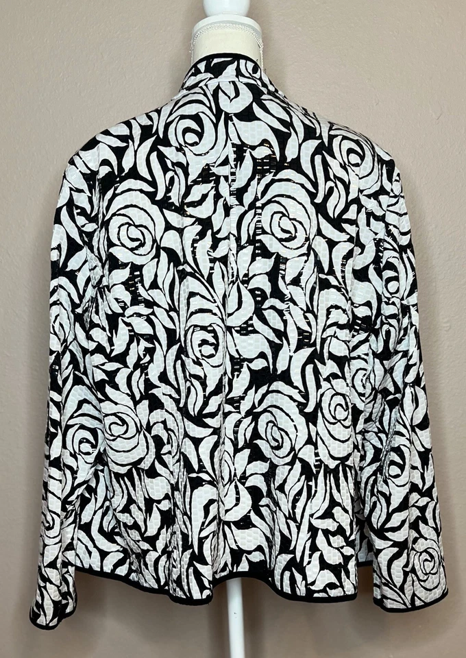 aDRESSing WOMAN Jacket Floral Plus Size 3X Full Zip Front Shimmer Holiday - Image 3 of 4