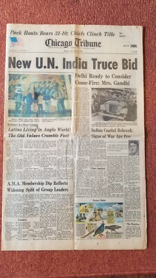 NEW U.N. INDIA TRUCE BID, newspaper, December 13, 1971