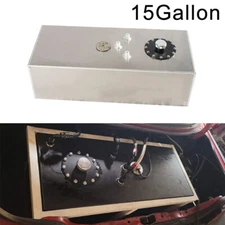 15 Gallon 60L Street Rod Fuel Cell Gas Tank w/ Cap & Level Sender Aluminum Race