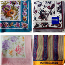 LOT OF 4 HANDKERCHIEF VINTAGE BANDANA PATTERN COTTON POCKET SQUARE HANKY