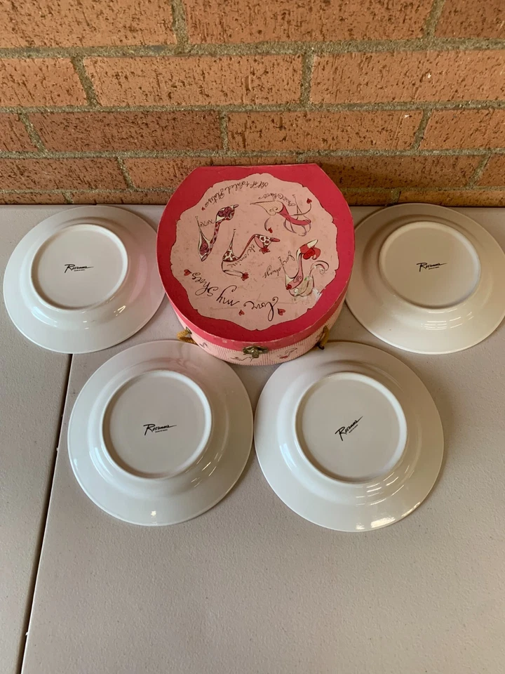 Rosanna Love My Shoes Juego de 4 platos de ensalada Love Always Be Mine XOXO Sweet Heart Foto 2 de 3