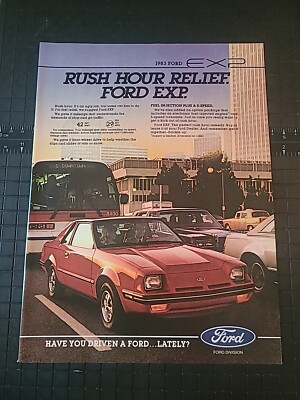Ford Exp Rush Hour Print Ad 1983 8x11 Great To Frame 