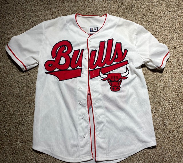 white chicago bulls baseball jersey