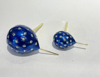 Keren Kopal Pair metal Blue Balloon Hand made with Austrian Crystals
