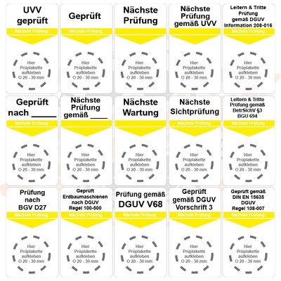 Grundplaketten Plakette Unterlage Prüfplakette UV-Beständig 15 Versionen