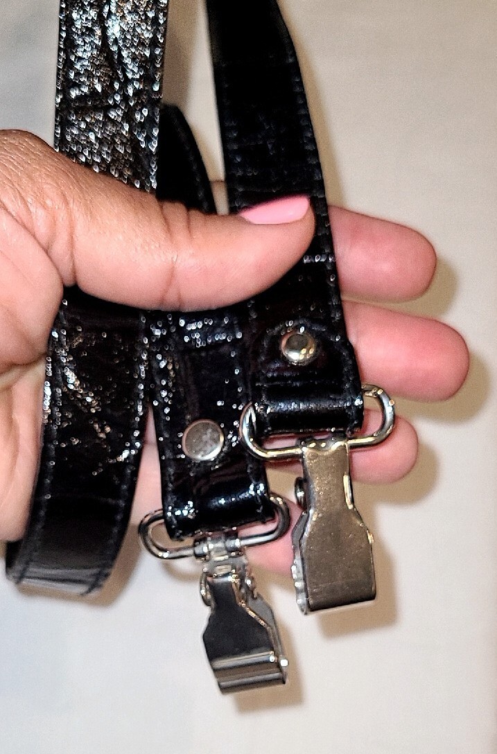 BLACK EMBOSSED LEATHER REPLACEMENT HANDLE STRAP - image 4