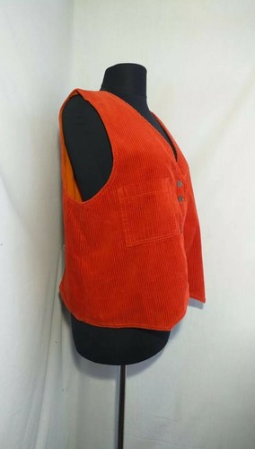 Gudrun Sjoden Cordweste orange V-Ausschnitt Knopfleiste Tasche Vintage? Größe L - Bild 4 von 10
