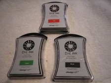 2004 Lot of 3 stampcraft DYE INK RED 90512 BLACK 90501 GREEN 90505 scrapbook