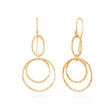 Lightweight Double Circle Dangle Drop Earrings in Rose Gold Plated 925 Silver