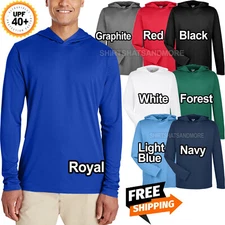 Mens Lightweight Moisture Wicking Hoodie T-Shirt Long Sleeve Hoody Tee UPF 40+