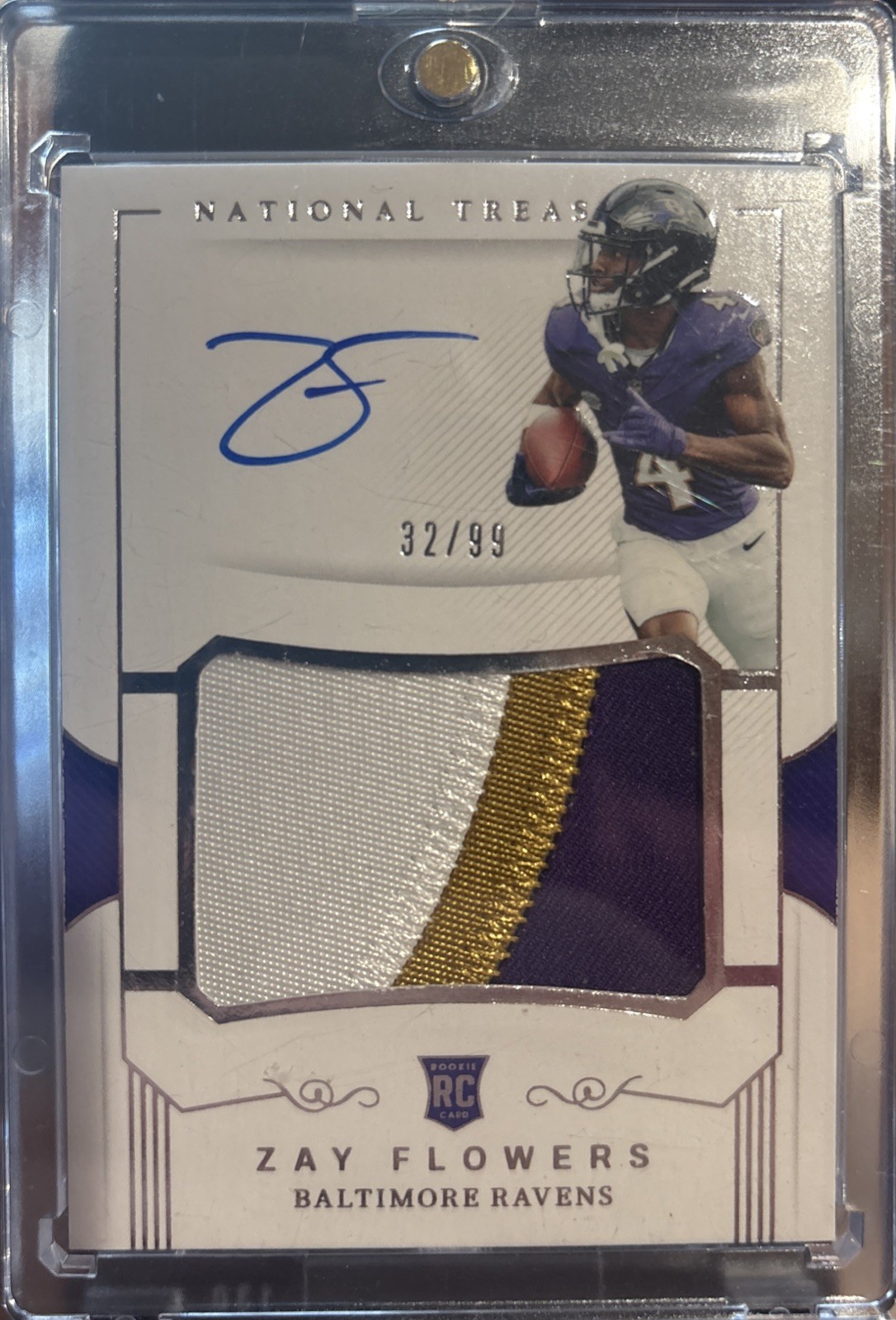 Zay Flowers Panini National Treasures Crossover Rookie Patch Autographs #ZFL Base