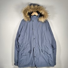 66° North Hekla Parka Jacket XL Blue Insulated Faux Fur Hood Iceland Coat