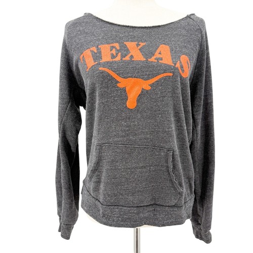 dunkelgrau & orange Texas Longhorns schulterfreies Sweatshirt Oberteil Damen XL - Bild 2 von 6