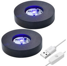 2Pcs Light LED Base Wood LED Display Base for Glass Art Decor Crystal Acrylic R