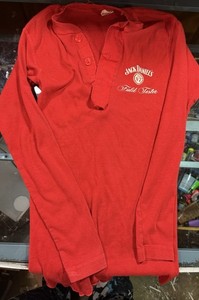 VINTAGE JACK DANIELS FIELD TESTER LONG JOHN SHIRT RED XS RETRO WHISKY