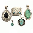 Southwest Signed Sterling Turquoise Onyx Rope Pendant Necklace Lot of 6 #S5647-5 — photo 4