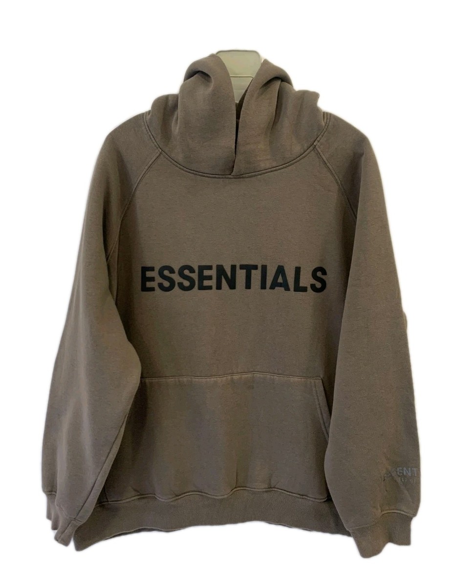 Fear of God Essentials Hoodie Taupe Brown Pullover Mens XL 52