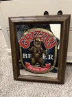 Vintage Grizzly Beer Bar Mirror Canadian Lager Sign Man Cave 18” X 15” Framed