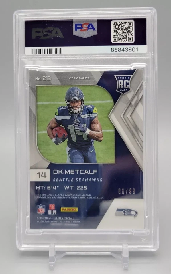 2019 Panini Spectra DK Metcalf Rookie Patch Auto SP RPA /99 PSA 8 *Player-Worn* - Image 2 of 2