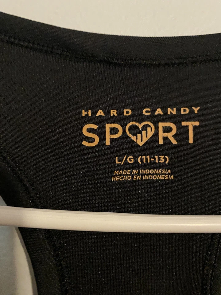 Hard Candy Sport Athletic Tank Juniors Grande 11-13 Racer Back Preto Rosa AA - Imagem 3 de 4