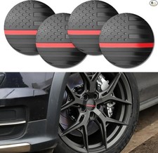 4pcs Car Wheel Center Cap Stickers Compatible With 56mm Hub Caps - Color Red