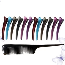 13 Pcs Plastic Hair Styling Duckbill Clip Hairdressing Partition Clamp