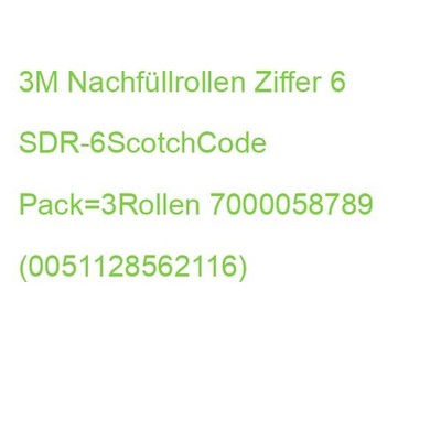 3M Nachfüllrollen Ziffer 6 SDR-6ScotchCode Pack=3Rollen 7000058789 (005112856211