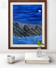 Original Art "Rocky Sundown" 9x12 Canvas - Colorful Modern Art Acrylic Painting